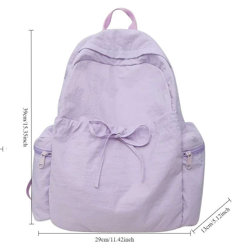 New Student Women's Japanese Style Lightweight and Fashionable Solid Color Simple Bow Casual Travel Backpack