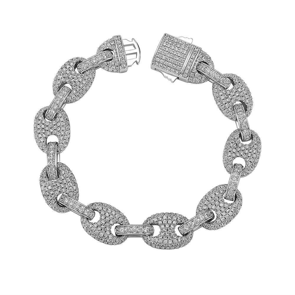 Luxury Hip Hop VVS Moissanite Diamond Bracelet 925 Sterling Silver Cuban Chain for Women and Men Fine Charm Bracelet
