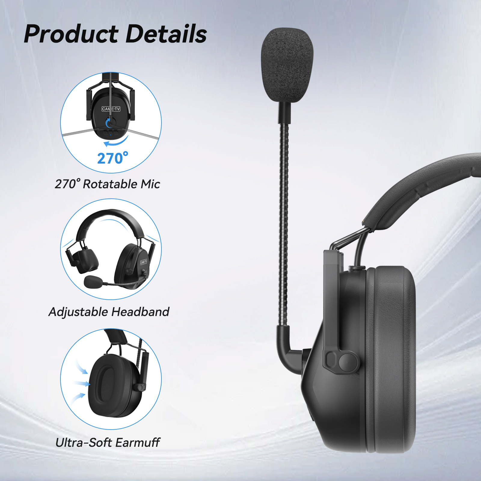 Came-TV Kuminik8 1.9G Full Duplex Communication Wireless Intercom Headset System Marine Boat Football Coaching Events Microphone-Single Ear 7 Pack