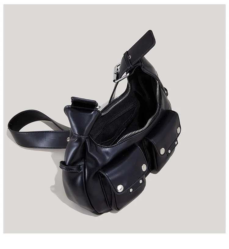 NIGEDU Fashion Shoulder Armpit Bag for Women Tend Female Simple Small Pocket Design pu Leather Underarm Handbags and PursesW250512