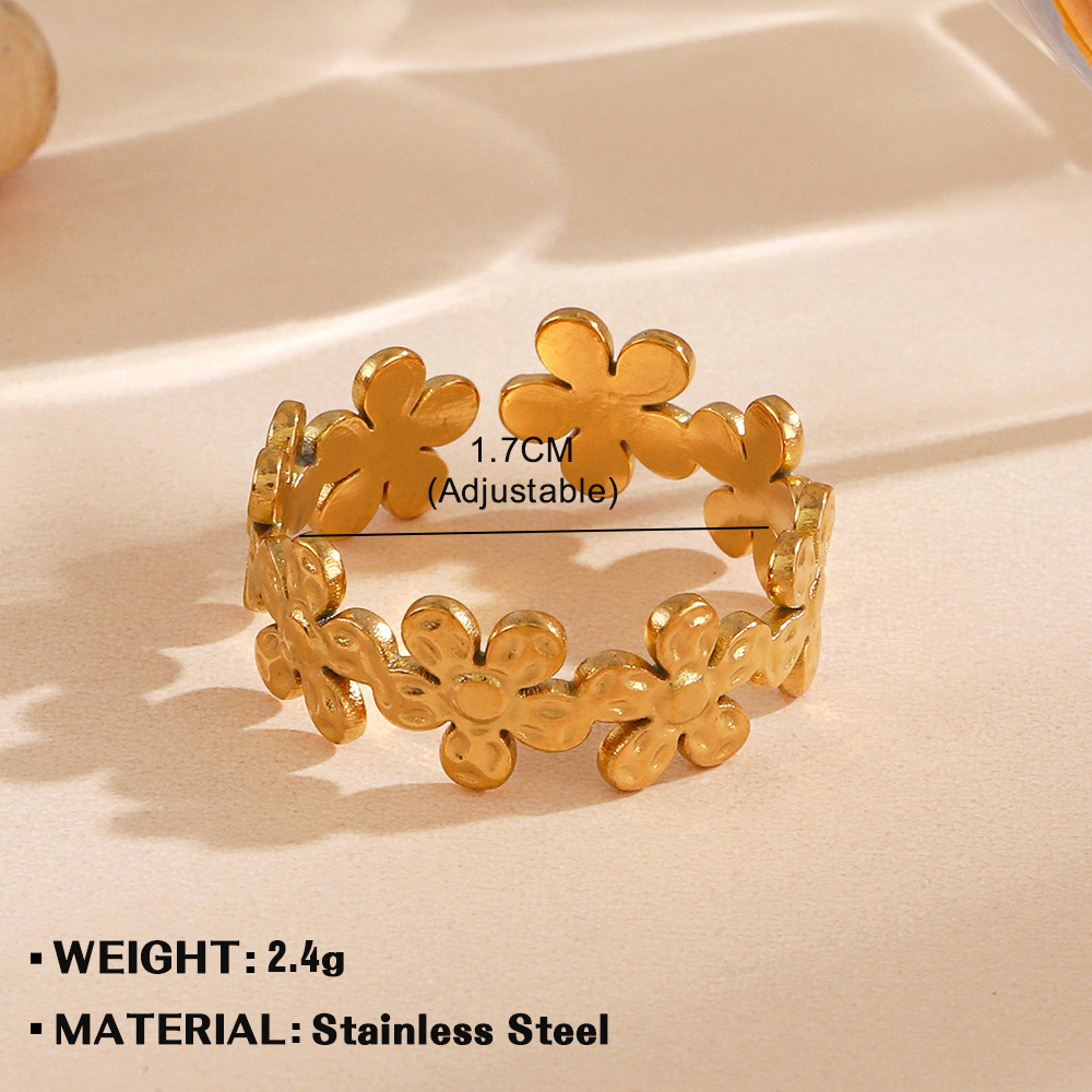 Fashionable stainless steel with niche design sense, fashionable and versatile opening adjustment, small flower