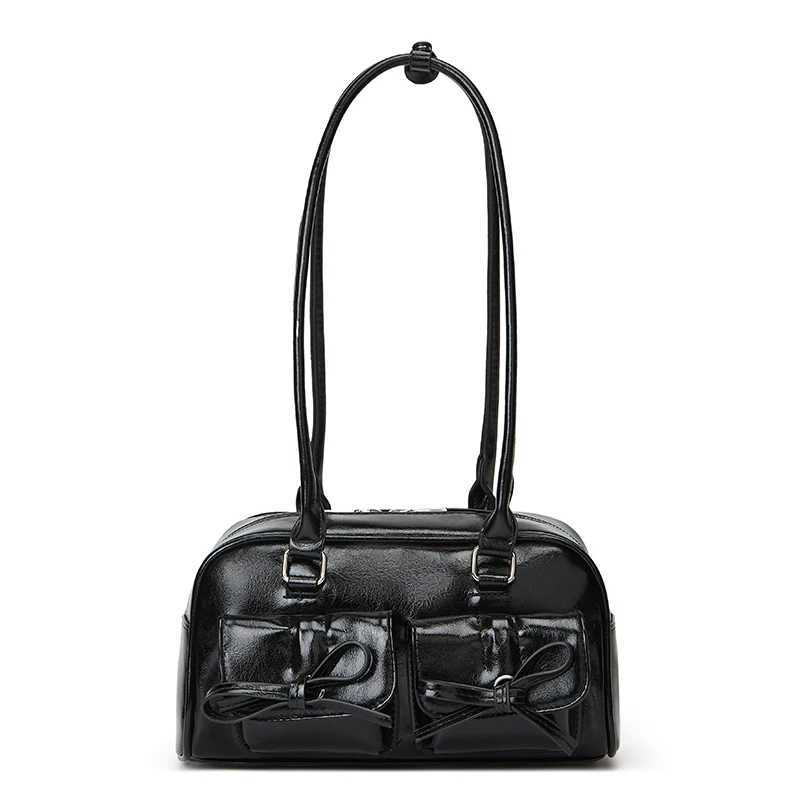 Womens Korean bow bag 2025 new fashion chic niche design commuting handbag shoulder bag Z250512