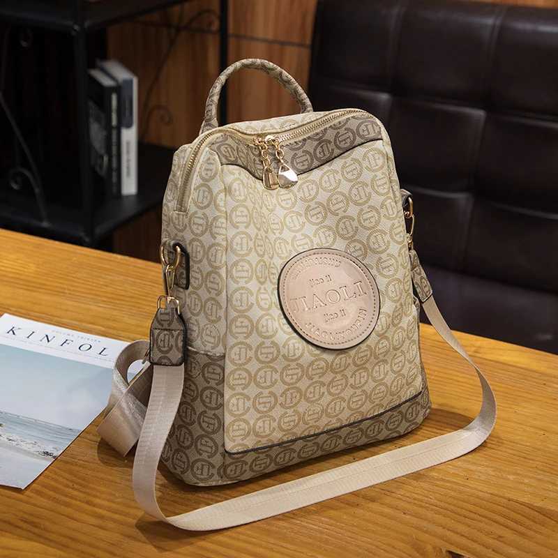 New Famous Womens Print Design Backpack Large Capacity Splash Travel Backpack High Quality PU Leather Shoulder School Bag Z250512