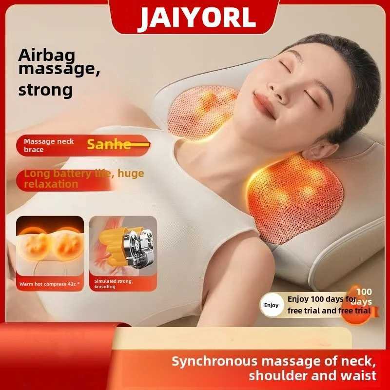 Factory Neck Massage Pillow Cervical Massager Waist Back Shoulder Shiatsu Kneaded Multifunctional Hot Compress Relaxation GiftW250512