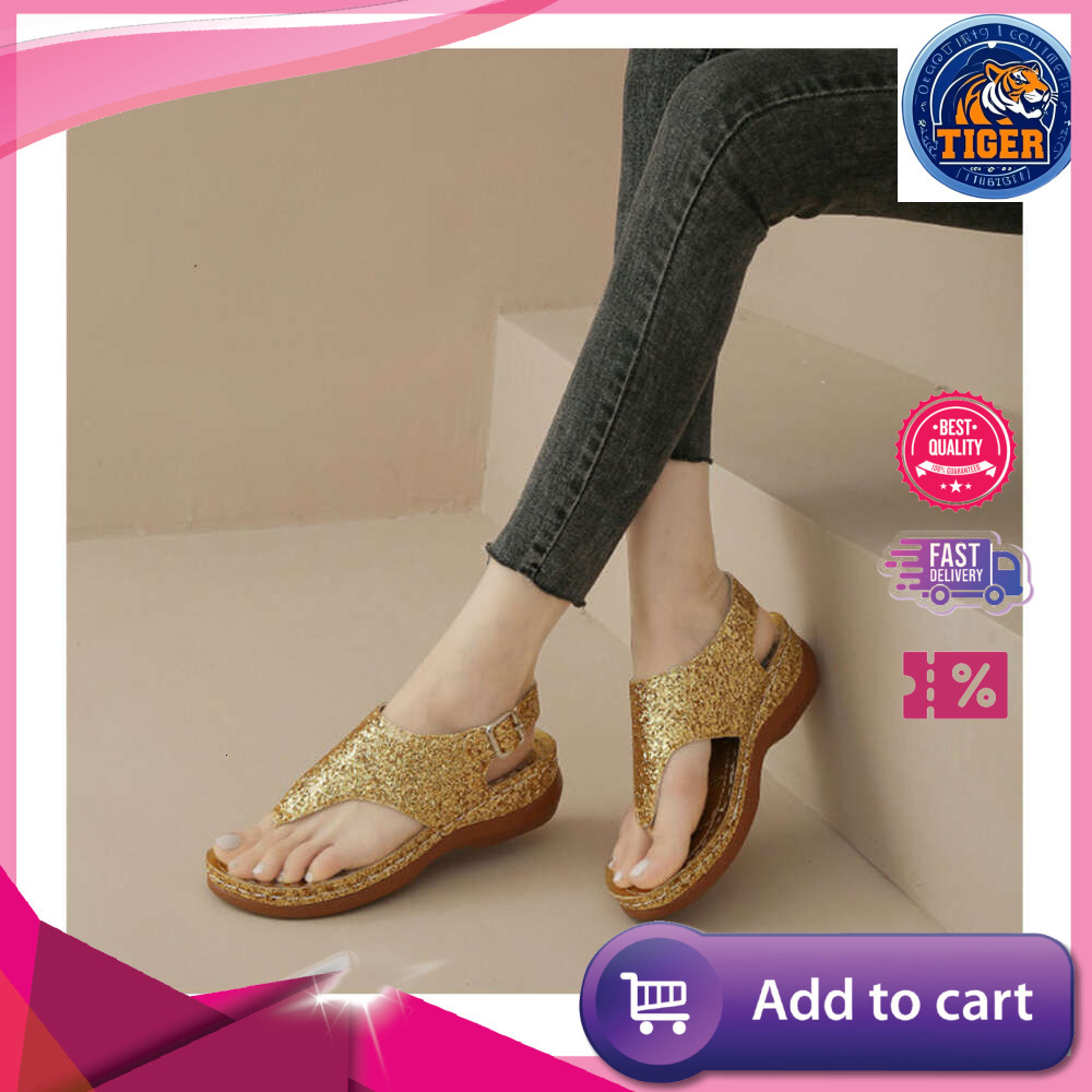 Ddmytiger Size For Large Women S Fashion Sequin Clip Toe Buckle With Herringbone Flat Sole Sandals Outdoor Shoes