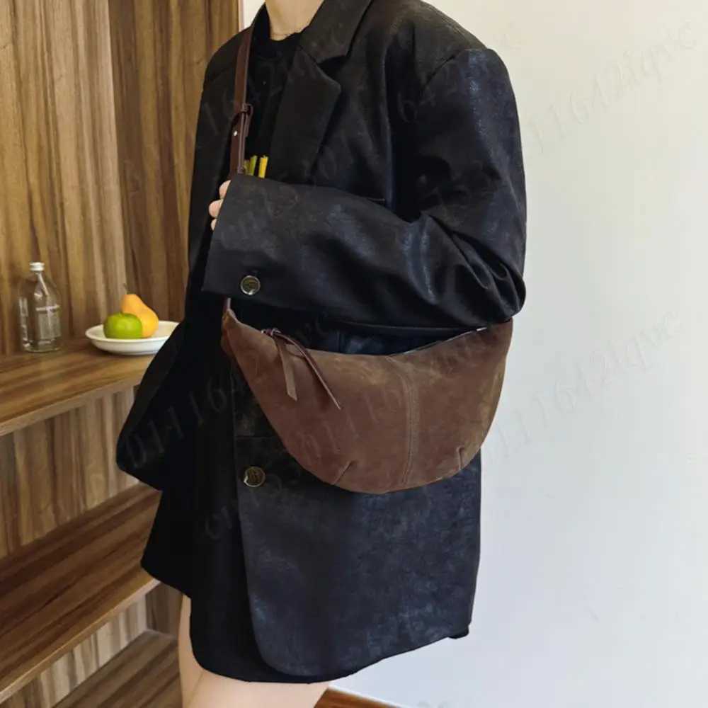 Crescent Bag for Women Shoulder Bag Suede Dumpling Bag Adjustable Strap Crossbody Bag Multi-pocket Hobo Sling Bag Solid HandbagXJ250512