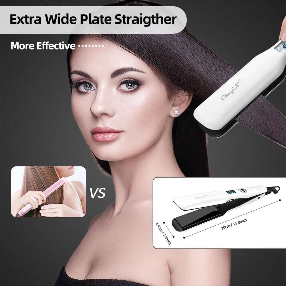 Ckeyin 44Mm Tourmaline Ceramic Hair Straightener LCD Display Fast Heating Flat Adjustable Temperature Straightening Iron