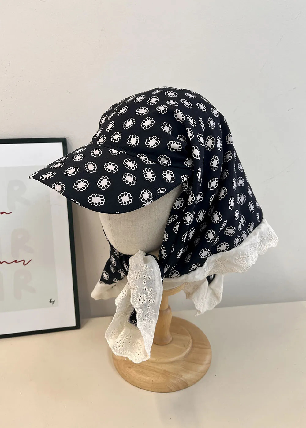 grid style plaid strap headscarf hats for women sunmmer seadise beach vacation sun protection fashion versatile hat 250512