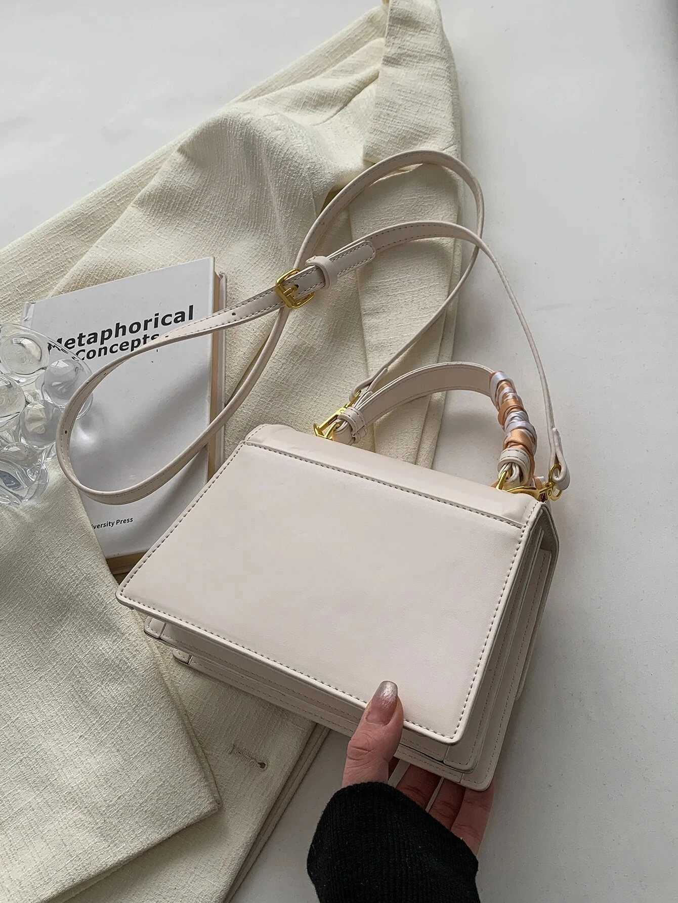Bow Decor Lightweight Flap Bag Business Casual Mini Womens Shoulder Bag Skinny Scarf Decor Square Bag For Teen s Women Z250512