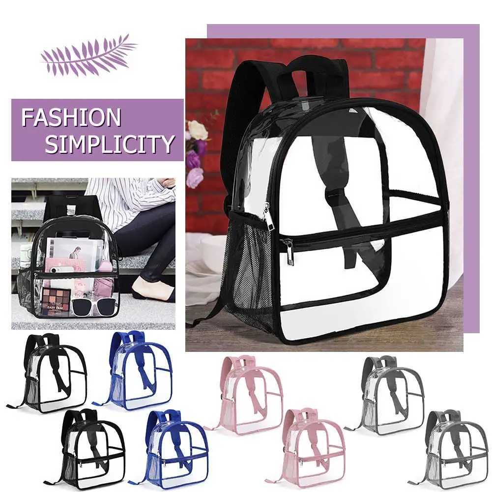 Womens Clear Backpacks Stadium Approved Transparent PVC Multi Function Fashion Casual Storage Bag Z250512
