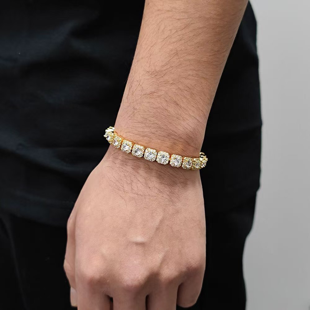 Hip hop jewelry 7-9mm white gold 925 Serling silver VVS moissanite diamond ice Cuban chain bracelet for men and women