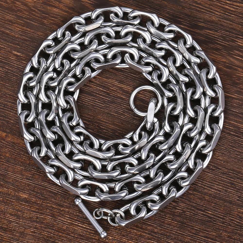 Stainless Steel To-Clasp Cable Link Chain Necklace for Women Men Fashion Jewelry 9mm