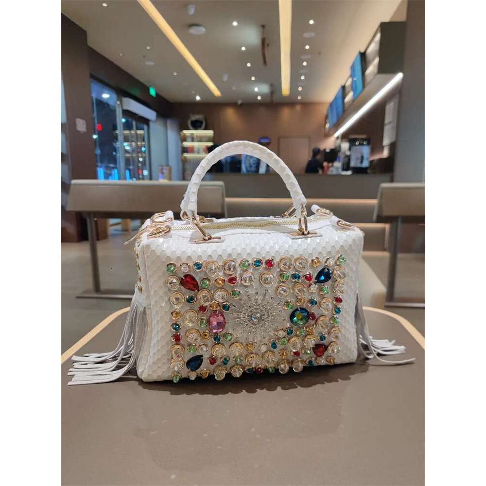 Women's Senior Sense Bag New European And American Leather Fringe Handbag Rhinestone Large Capacity Single Shoulder Crossbody