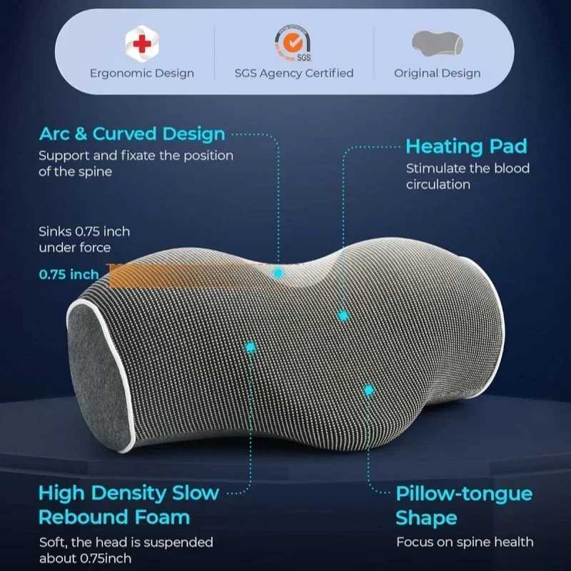 Neck Pillow Slow Rebound Memory Cotton Pillow Shaped Relaxing Cervical Partition Memory Neck Pain Relief Sleeping PillowW250512