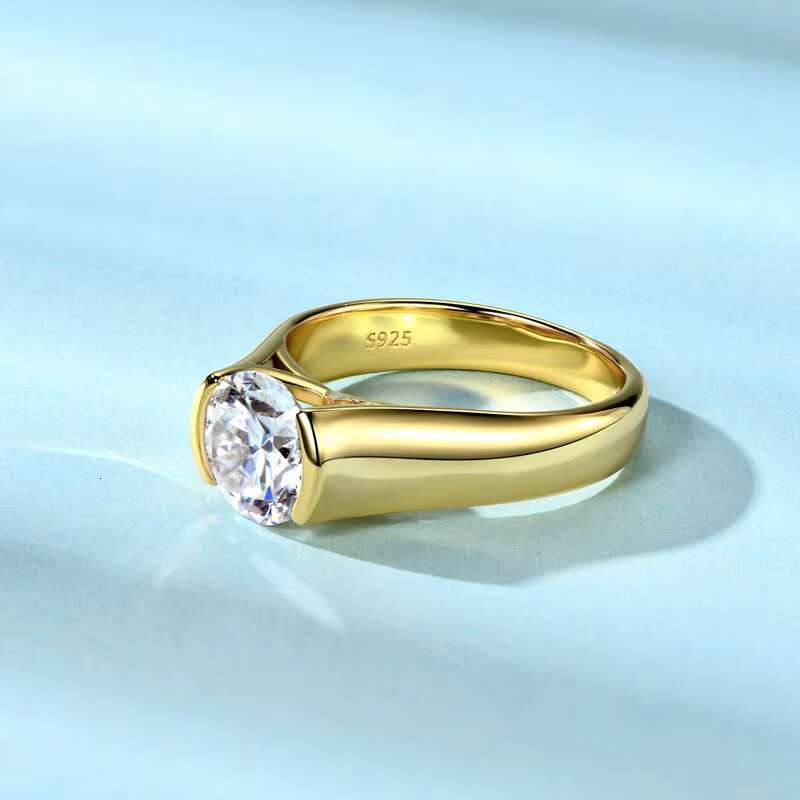 Chasau Fine Jewelry Women Men 2.0ct 2 Ct 8mm Center Stone Solitaire Moissanite 925 Sterling Silver Wedding Engagement Ring