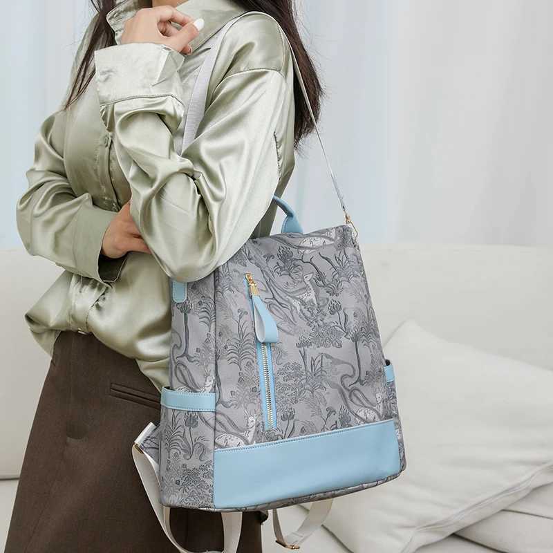 Fashion Anti theft Backpacks Woman Elegant Chinese Style Printed Lady PU Leather Bag Youth Womens BackpackAvailable in 4 color Z250512