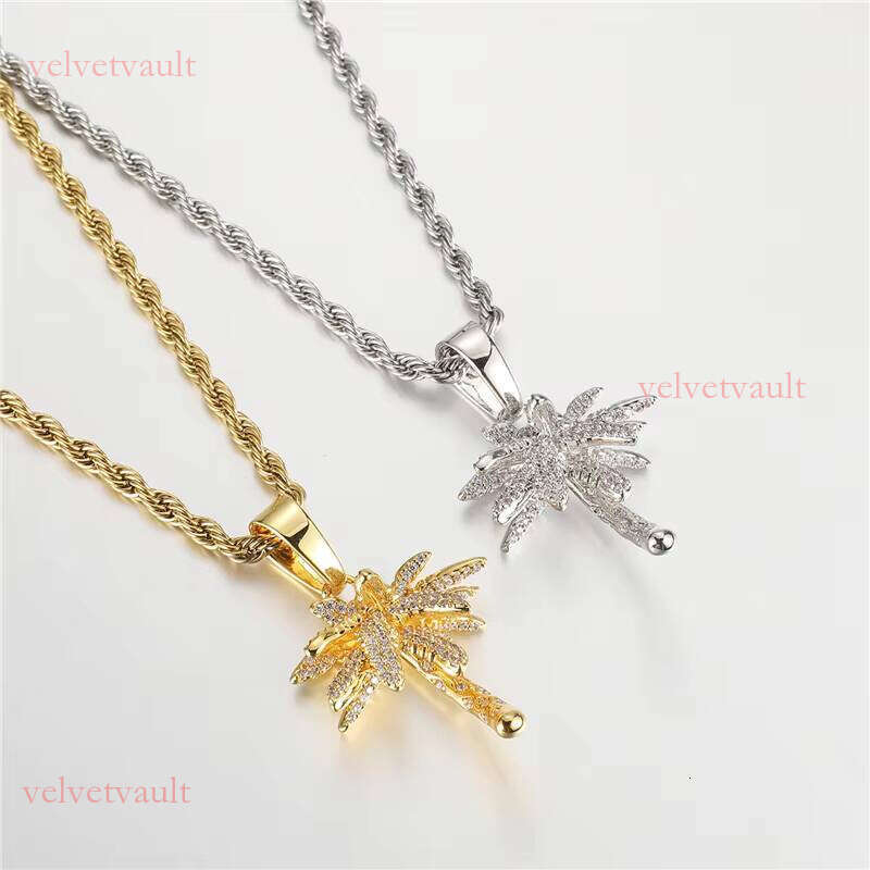 Miami Palm Tree Brass Pendant, Zirconia Gold/Sier Options | Fashionable Hip Hop Jewelry