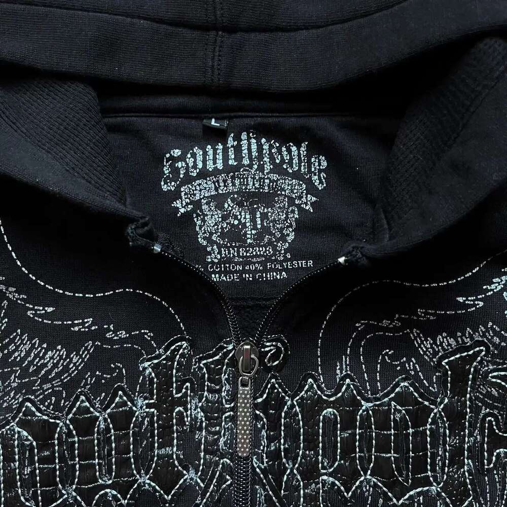 Y2k Gothic New Fashion Oversize Pattern Print Embroidery Zipper Coat For Men Loose Sweatshirt Couple Casual Hoodie Designer