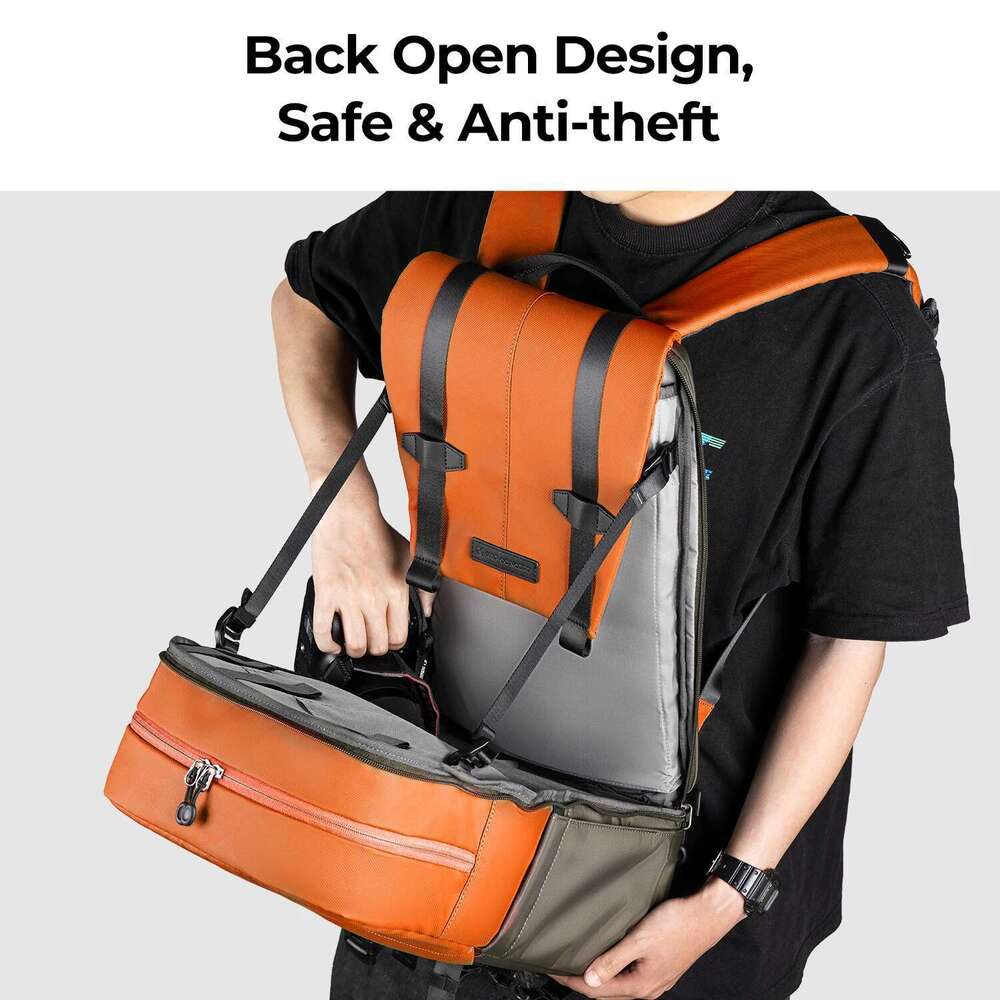 K&F Concept Backpack Travel Photography Bags Large Capacity Camera Case With Tripod Side Rain Cover For 15.6 Inch Laptop