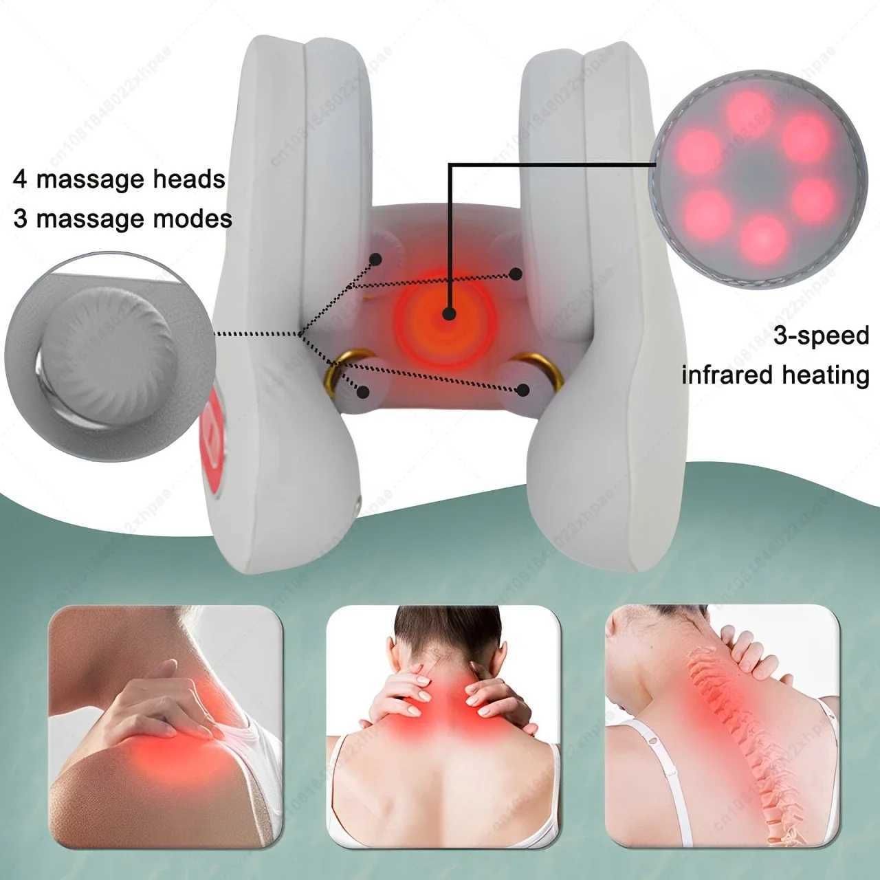 Electric Neck Massager 3-in-1 Bluetooth music infrared heat Massage U Shape Memory Foam Relieve Shoulder Neck PainW250512