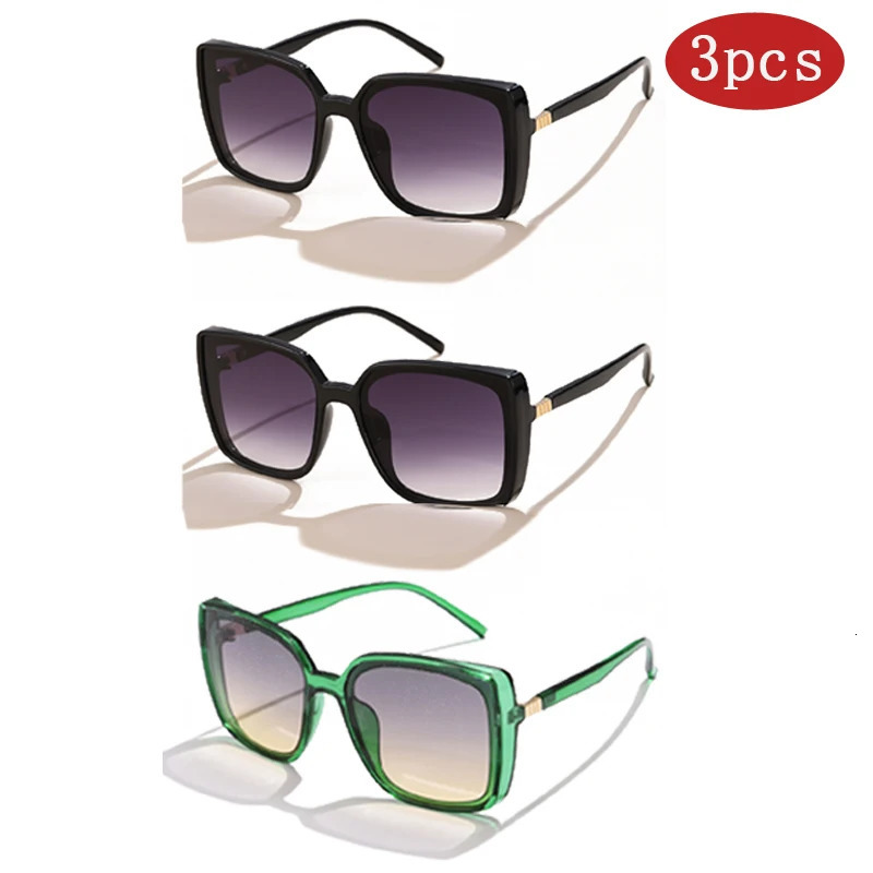 3pcs Sets Vintage Square Sunglasses Men Women Retro Driving Sunglasses UV400 Y2K Retro Sun Glasses UV400 250509