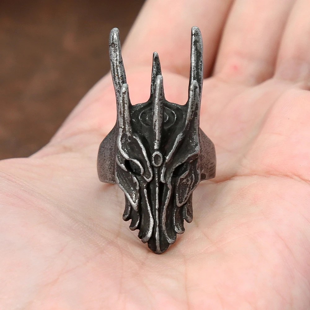 Vintage Black Helm of Sauron Ring For Men Women 316L Stainless Steel Punk Gothic Dragon Rings Fashion Jewelry Gifts Drop 250509