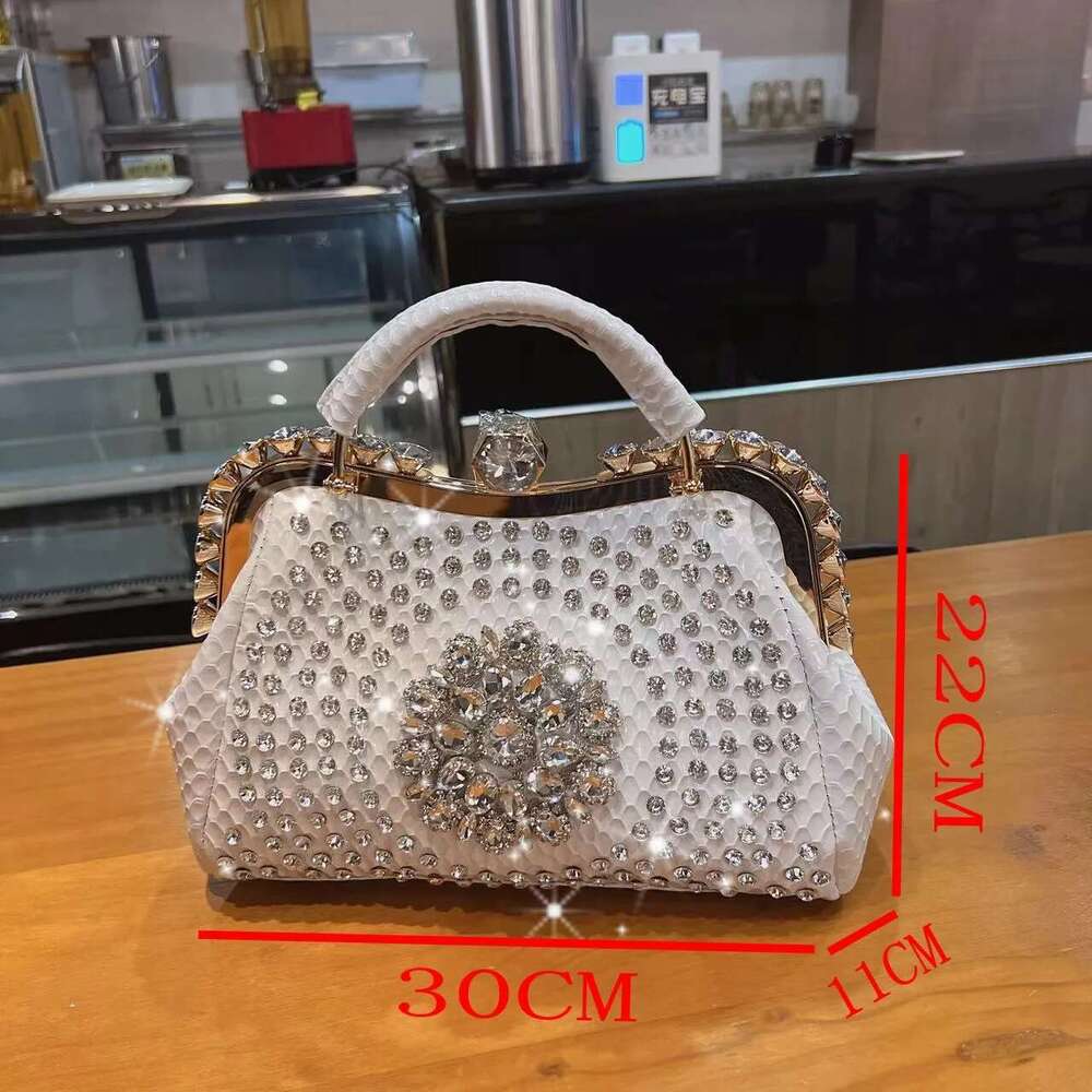 New Rhinestones Top-Handle Bags For PU Leather Handbags Women Frame Designer Ladies Crossbody Bag Sac A Main