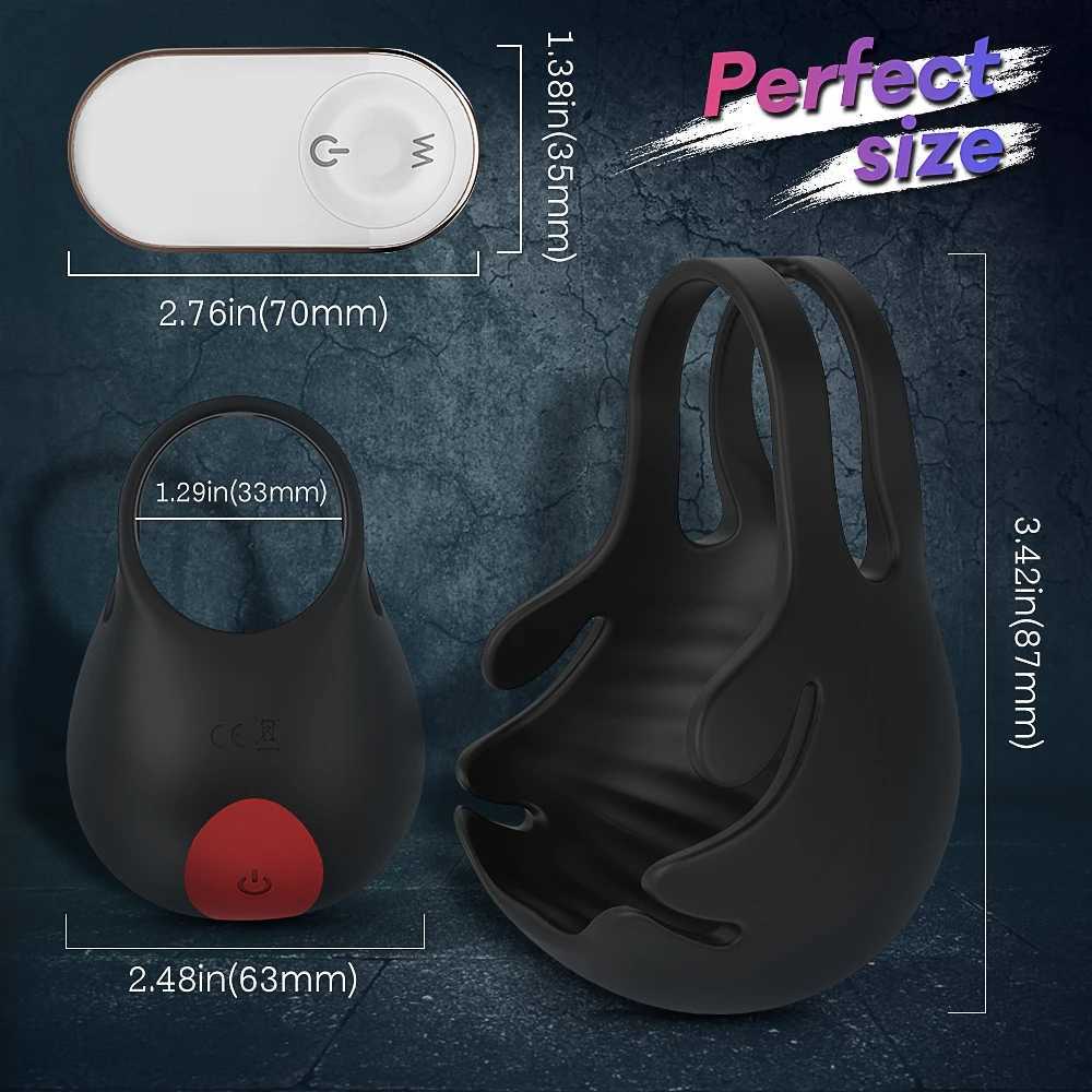 Vibrating Penis Massager Male Chastity Cock Ring Sex Toys for Men Wireless Remote Control Testicle Vibrator Mens Masturbator W250512