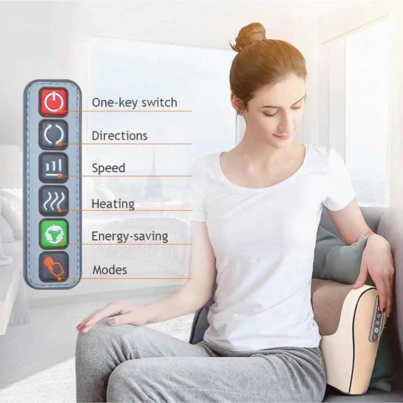 Back Neck Massager Infrared Heating Electric Shoulder Foot Massage Pillow Deep Tissue Kneading For Waist Legs Shoulder Women MenW250512