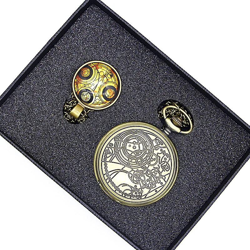 Retro Bronze Movie Pocket Watch Sets Men Women Watch Necklace Pendant Gift Sets 250512