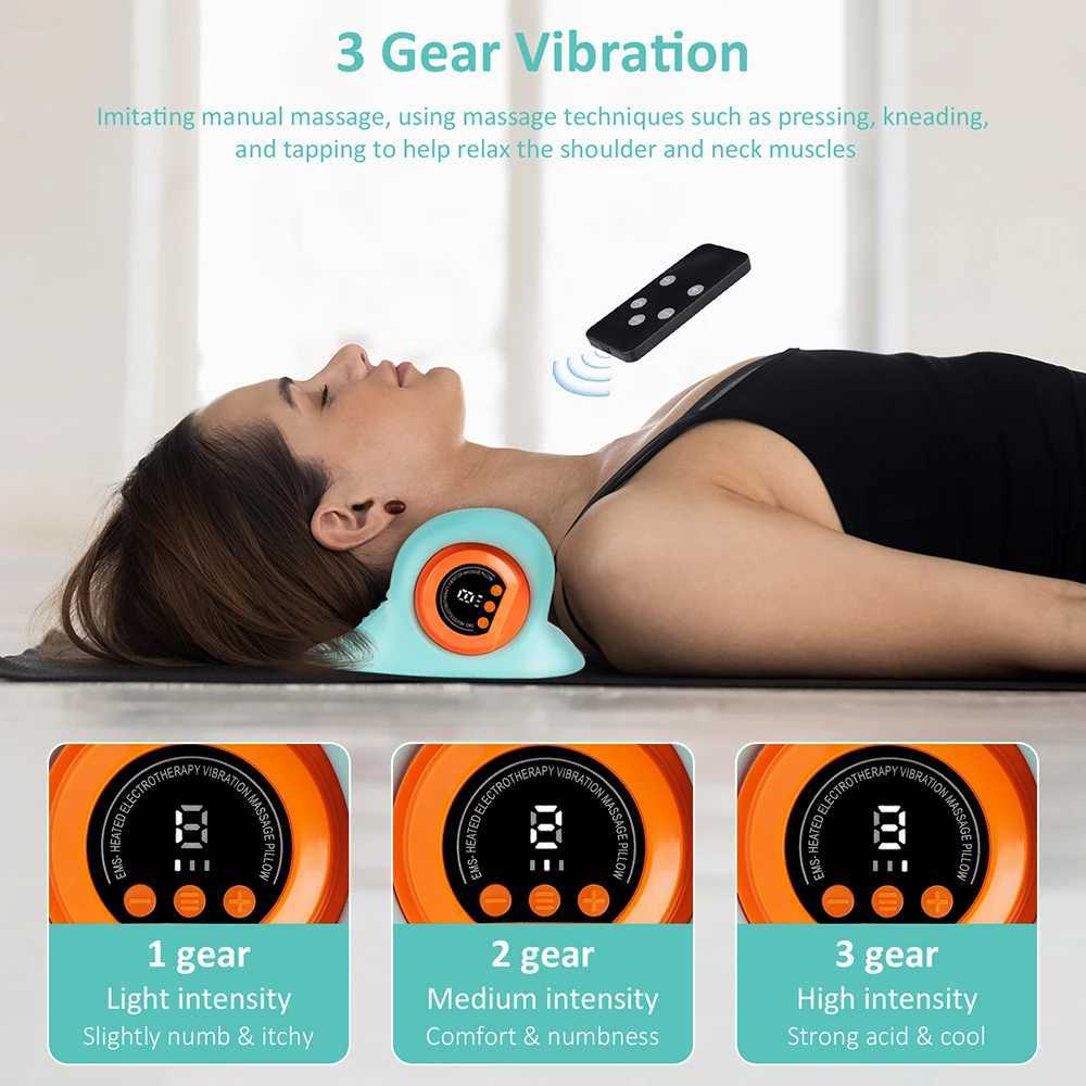 Electric Neck Cervical Massager Head Pillow Neck Traction Vibration Kneading Massage Pillow Ergonomic Neck Support StretcherW250512