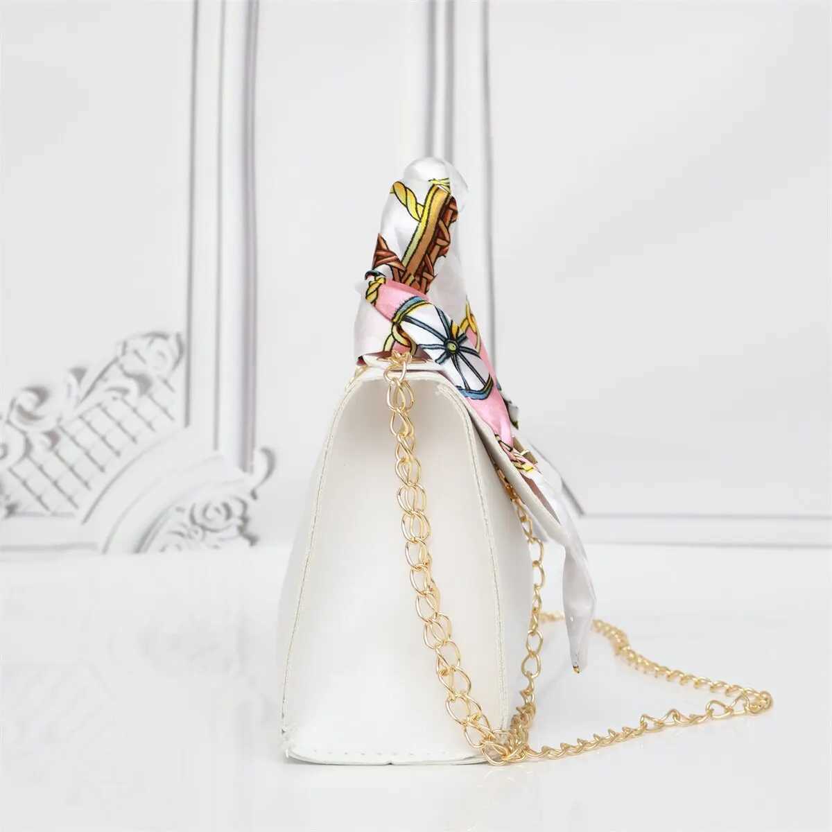 Women Fashion Simplicity Solid Color Handbag Niche Design Silk Scarf Mini Chain Single Shoulder Crossbody Bag Bandolera Z250512