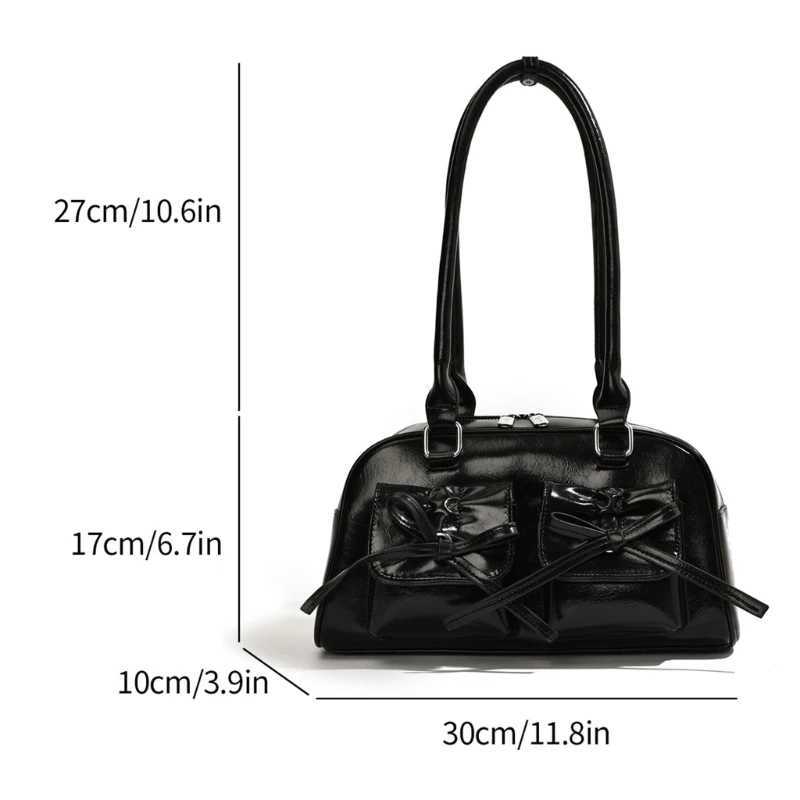 NEW Bowknot Shoulder Bags Korean Fashion Handbags Cute Bow Tie Design Underarm Bags for Girl Women Fashion Bags Leather HandbagXJ250512