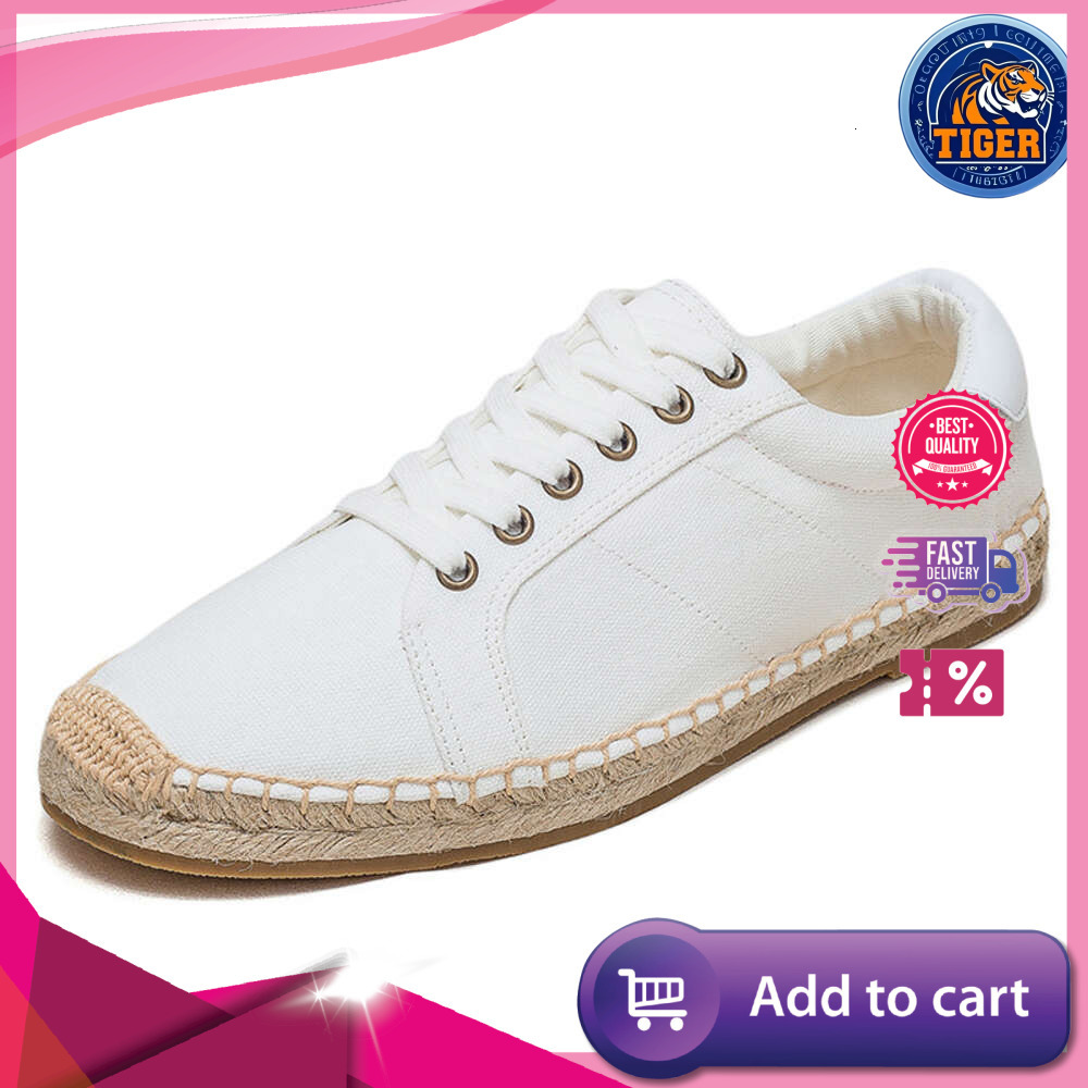 Ddmytiger S Men Fisherman Spring Summer New Linen Canvas Simple And Casual Grass Woven Soft Sole Lace Up Sports Shoes One Foot Pedal Outdoor Shoes