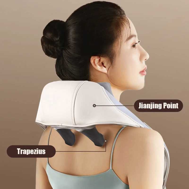 JianYouCare electric neck shoulder body massager Heated Kneading Shiatsu Shawl Cervical back Massage mane Relieve fatigueW250512