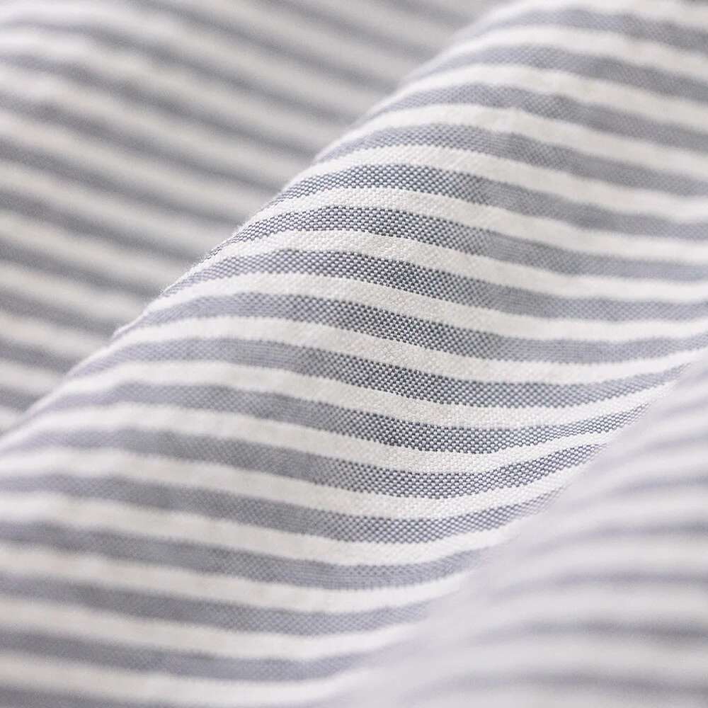 Maden Men Hooded Sweatshirt Gray White Striped Seersucker Pullover Top Spring And Summer Breathable Men's Clothes Hoodies Designer