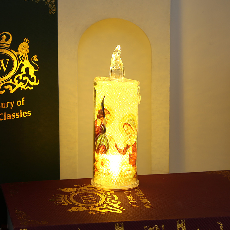 Festival simulation candle LED decorative light with Virgin Mary pattern