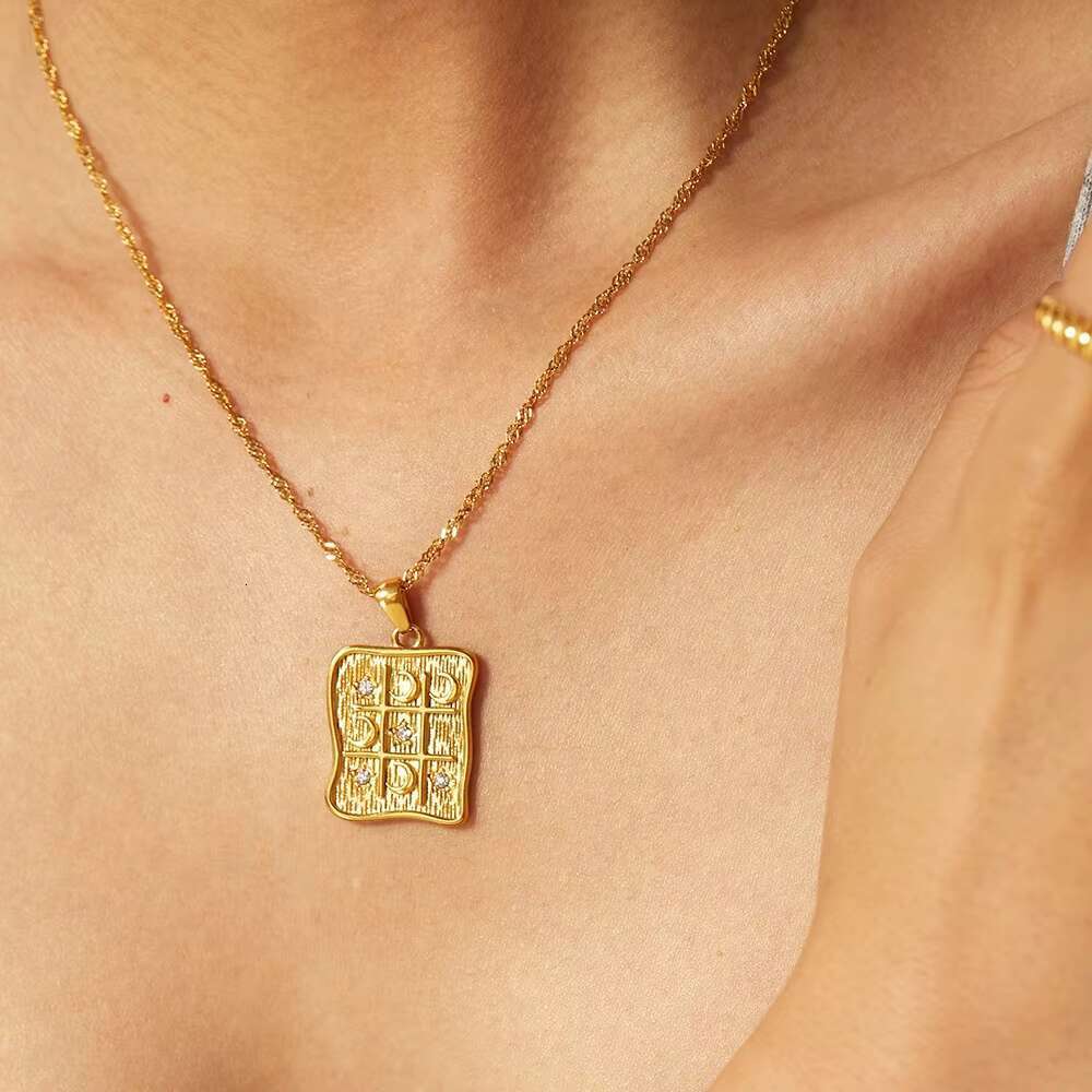 Women's Fashion Gold and Sier Pendant Jewelry Design Stainless Steel Chain Necklace
