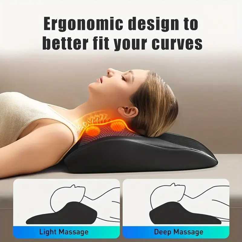 1pc Back Neck Massage Pillow Heating Electric Cervical Multifunctional Body Massager Waist Back Shoulder Shiatsu KneadedW250512