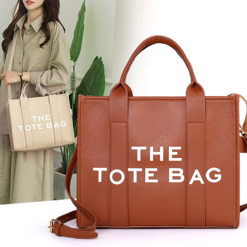 Women's New Solid Color PU Letter Tote Bag Simple and Casual Large Capacity Handbag designer bag