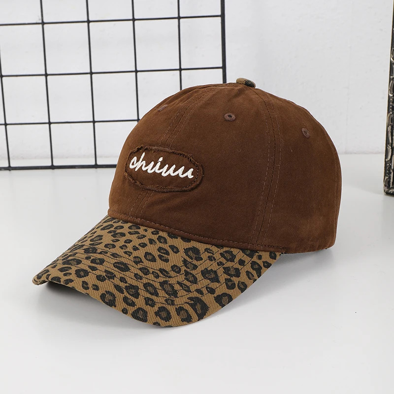 Fashion patchwork yellow brown leopard patch cloth embroidered soft top baseball cap outdoor adjustable allmatch 250512