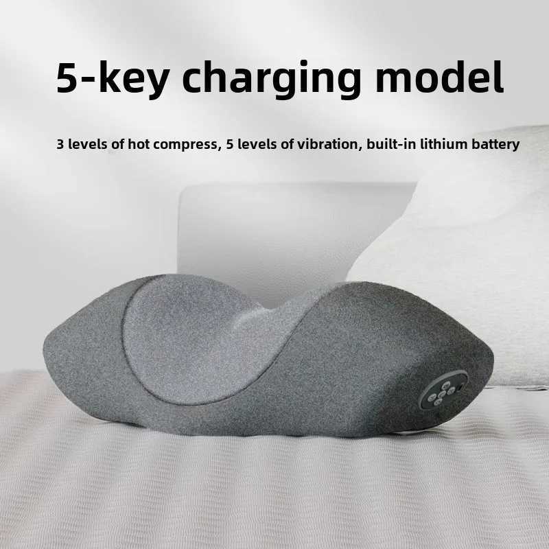 Neck Massage Pillow with Vibration Heating Neck Sleep Pillow 5-point Charging Model - Vibration+heating+built-in Lithium BatteryW250512
