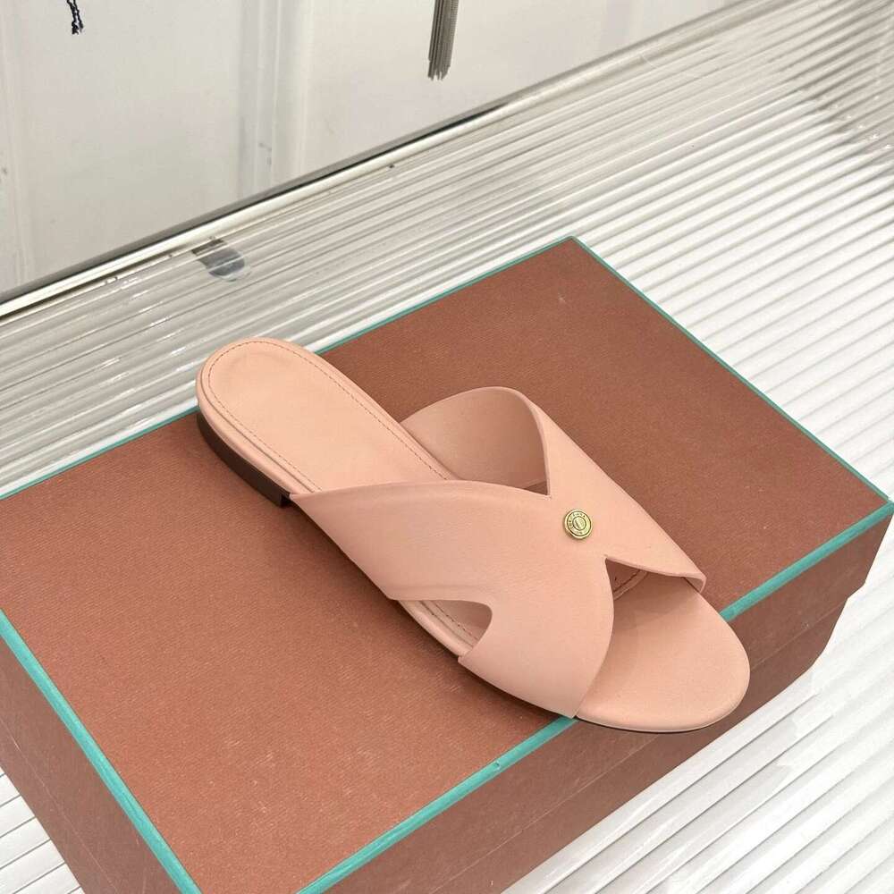 Women Size35-41 Genuine Leather Slippers Super High Heels Summer Slides Solid Colors Designer Shoes Zapatillas De Mujer