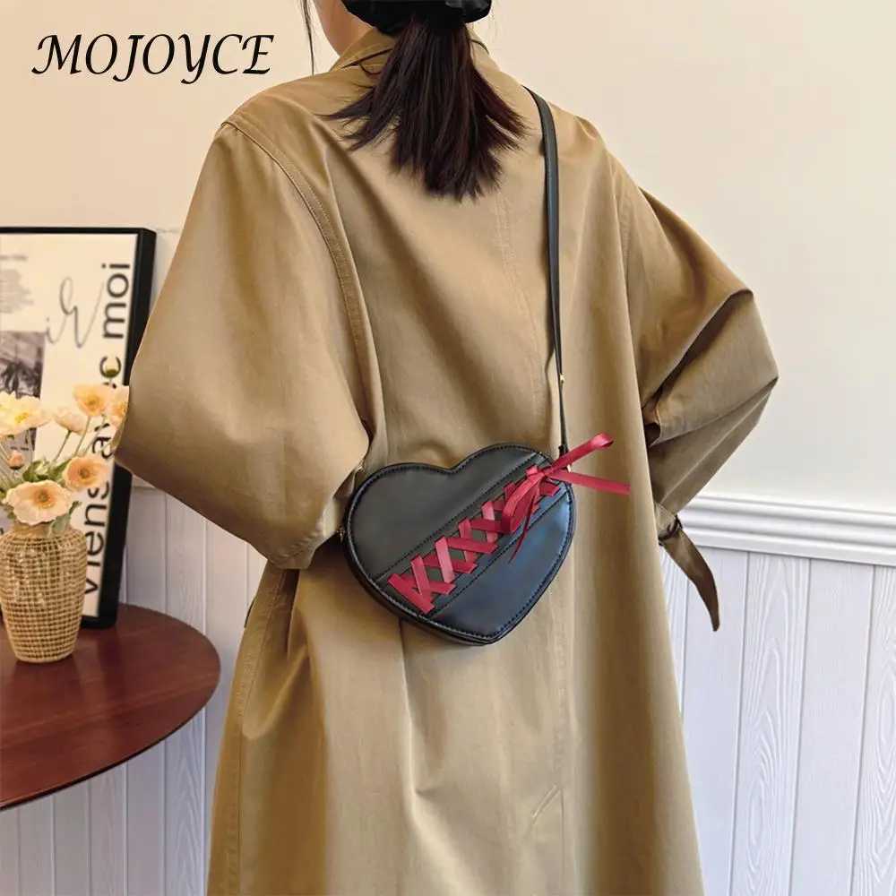 Fashion Heart Shaped Crossbody Bag Small PU Leather Shoulder Bag Casual Solid Color Bags for Women Girls Zipper Crossbody BagsW250512