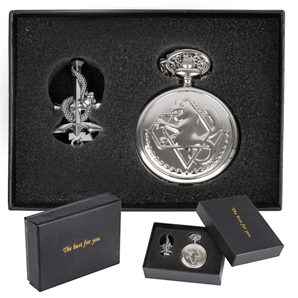 Fullmetal Alchemist High Grade Gifts Sets Pocket Watch Cosplay Japan Anime Necklace Clock Accessories With Box CF1217 250512