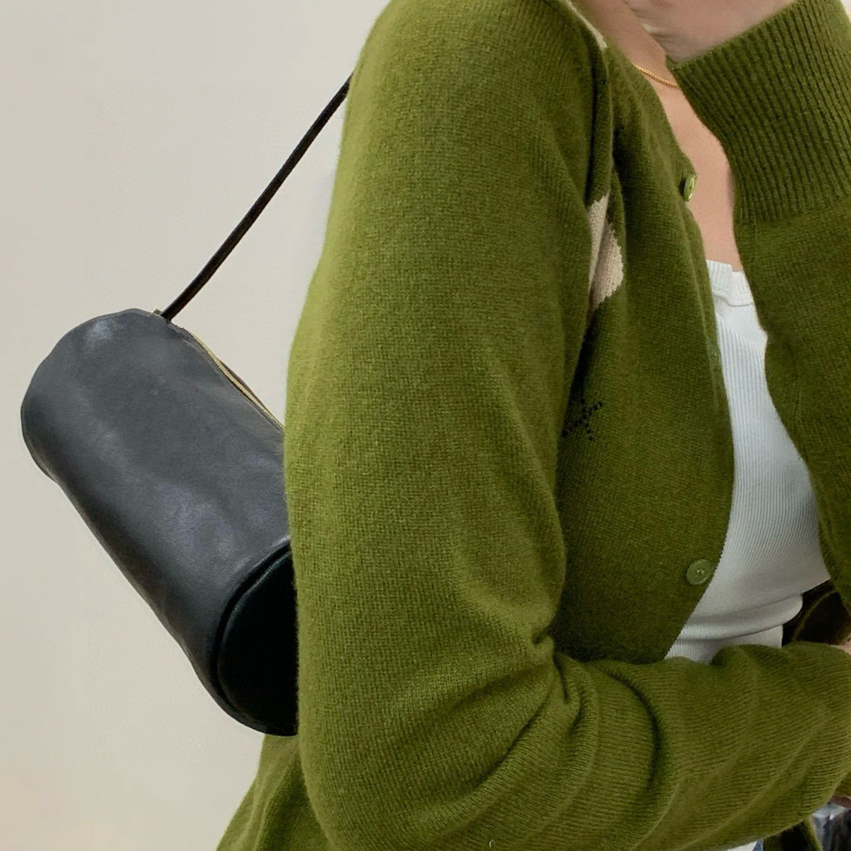 M150628 niche design genuine leather retro pen holder bag simple handbag sheepskin mini underarm handbag women's bag