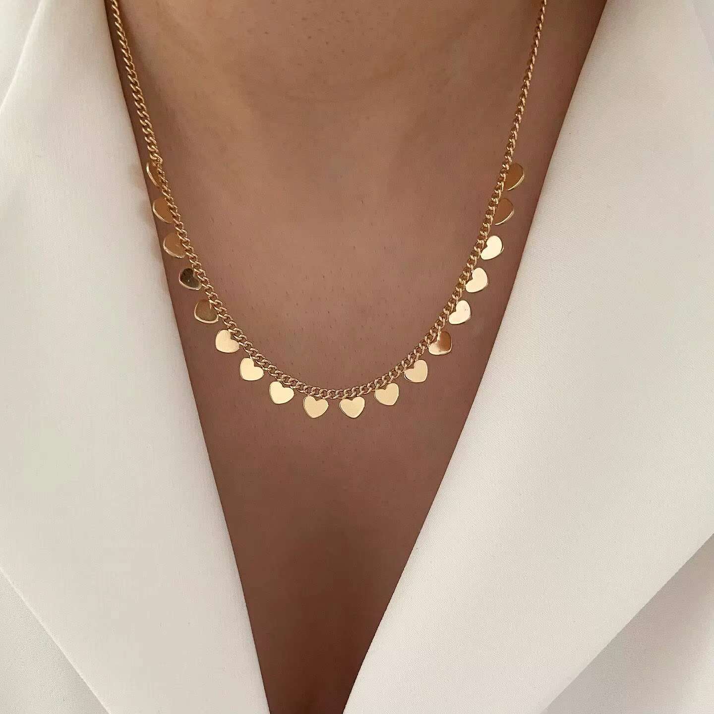 Fashion Stainless Steel Gold Charm Chain Boutique Accessories Women's Necklace