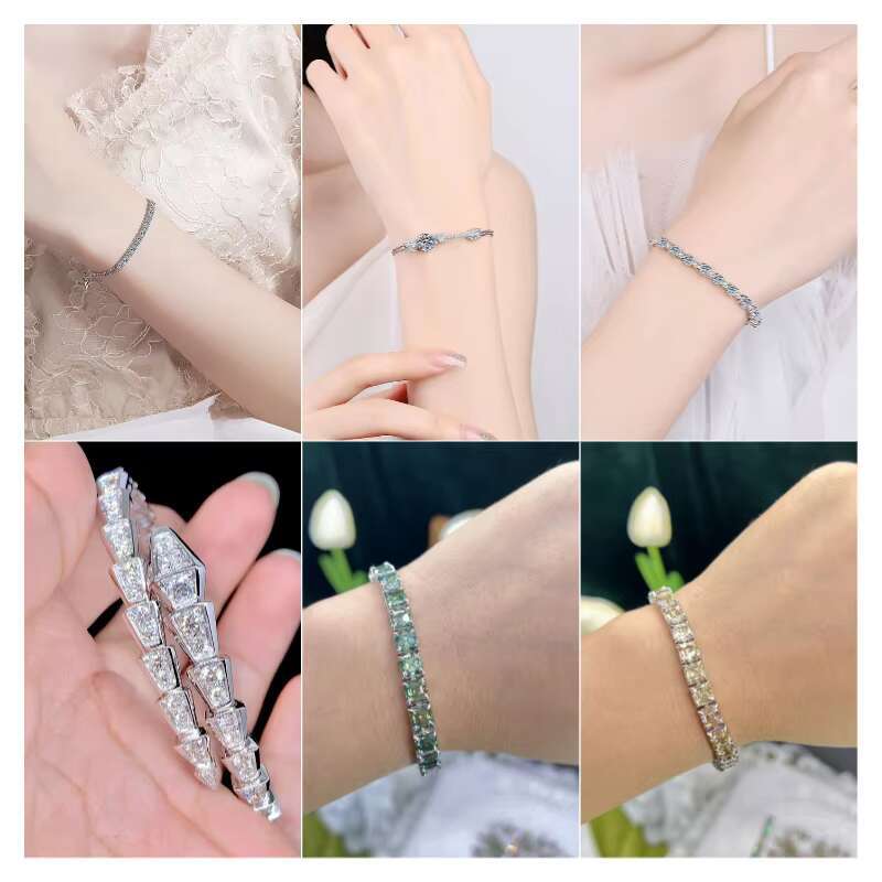 Color Moissanite Tennis Bracelet S925 VVS Gra Certified Moissanite Bangle Diamond Chain Moissanite Jewelry