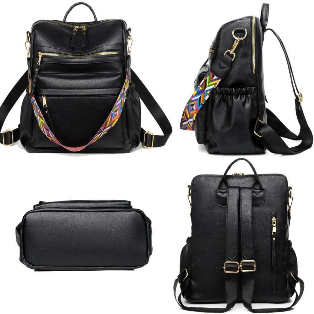 PU Leather Backpack Purse For Women Convertible Ladies Fashion Casual Large School Shoulder Bags Z250512