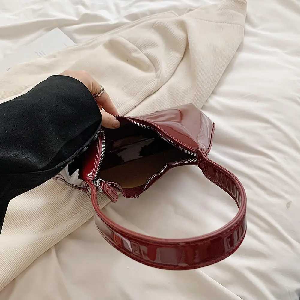 Women Burgundy Y2k Handbags Shoulder Bag Luxury Design Half Moon Handbag Fashion Small Crescent Underarm Bags Purse Z250513